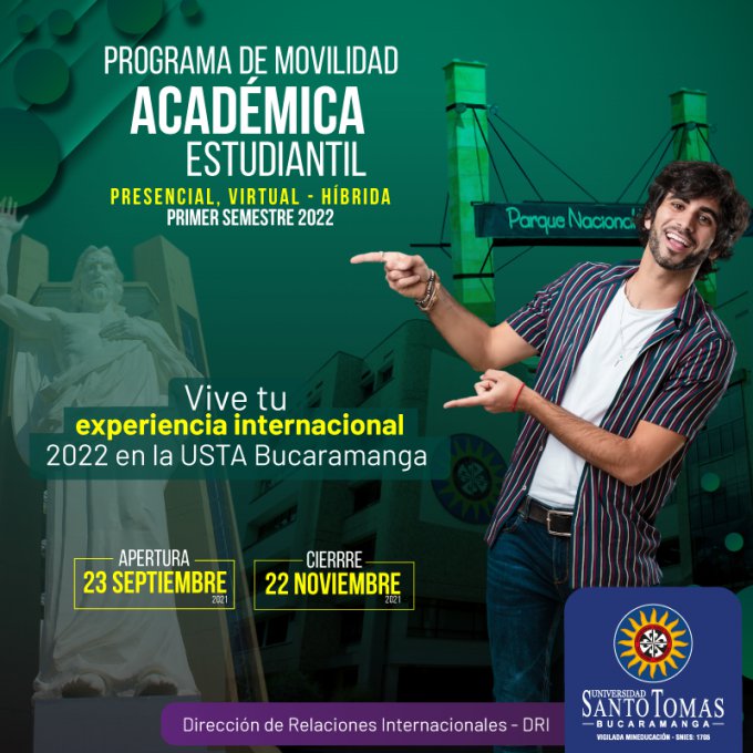 Programa de Movilidad Académica Estudiantil 2022-1 - Universidad Santo Tomás seccional Bucaramanga (USTABUCA) - Colômbia