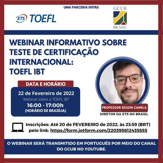 Inscrições abertas para o Webinar informativo sobre o exame TOEFL iBT