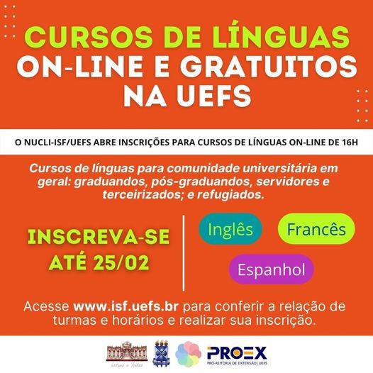 Núcleo de Línguas do Idiomas sem Fronteiras na UEFS abre 450 vagas para cursos de línguas estrangeiras
