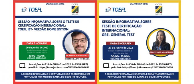 Inscrições abertas para a série de sessões informativas sobre os exames TOEFL iBT Home Edition e GRE-General Test